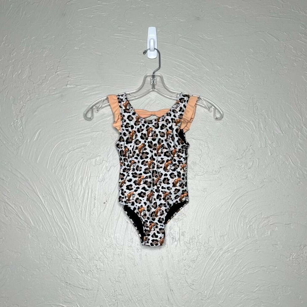 Buc-ees Girls 4T Leopard Print Ruffle One-Piece Swimsuit